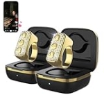 3-Link TikTok Scrolling Ring with Rhinestone 2-Pack, Remote Control for TikTok/YouTube Shorts/Instagram Reels, Bluetooth Page Turner for iPad/Kindle App/iPhone/Android (Gold)