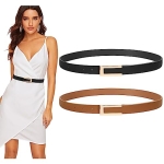 SUOSDEY 2 Pack Women Leather Belts for Dress Jeans Belt with Gold Buckle Belts for Women @ $8.00