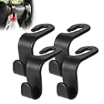 Plarmod Car Seat Headrest Hooks, Universal Back Seat Organizer Black Hanger Holder Hook, Hanging Purses and Bags, Coat Umbrellas Grocery Bags Handbags (4Packs) @ $49.99