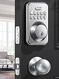 Keyless Entry Door Lock with 2 Knobs, Zowill DK01K Keypad Door Lock with Handle, Front Door Lock Set, Auto Lock, One-Touch Lock, One Time Code, IP54 Waterproof, Easy Installation – Satin Nickel @ $40.50