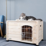 Petsfit Indoor Dog House Ventilate Wood Cat Houses for Indoor Cats with Elevated Floor&Anti-Slip Bottom Natural Wood Small @ $60.84