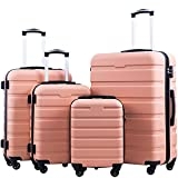 COOLIFE Luggage 3 Piece Set Suitcase Spinner Hardshell Lightweight TSA Lock 4 Piece Set (family set-sakura pink) @ $178.49