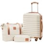 Coolife Suitcase Set 3 Piece Carry On Hardside Luggage with TSA Lock Spinner Wheels (White @ $99.99