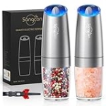 Sangcon Gravity Electric Pepper and Salt Grinder Mill Set Automatic Shakers Grinder with LED Light, Battery Powered Adjustable Coarseness One Hand Operation, Upgraded Larger Capacity @ $10.99 ($5.50 / Count)