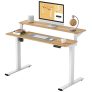 FLEXISPOT EF1 2 Tier Standing Desk 48 in Electric Height Adjustable Computer Gaming Desk with Adjustable Shelf Dual Tier Stand Up Desk Memory Controller (White Frame + Natural Top) @ $138.80
