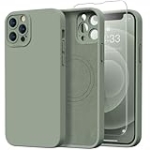 Kiresen Designed for iPhone 12 Pro Max Case with Screen Protector – Upgraded Camera Protection – Wireless Charging Compatible – Silicone Protective Phone Case 6.7