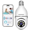 Kadymay Light Bulb Security Camera, 2K HD 5G/2.4GHz WiFi Dual-Band Screw in E27 Light Socket Security Camera Lightbulb, Wireless Light Bulb Camera 360° w/Motion Detection and Auto Tracking-Alexa @ $29.99
