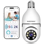 Kadymay Light Bulb Security Camera, 2K HD 5G/2.4GHz WiFi Dual-Band Screw in E27 Light Socket Security Camera Lightbulb, Wireless Light Bulb Camera 360° w/Motion Detection and Auto Tracking-Alexa @ $29.99
