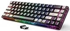 GEODMAER 65% Wireless Gaming Keyboard, Rechargeable Backlit Gaming Keyboard, Ultra-Compact Mini Mechanical Feel Anti-ghosting Keyboard for PC Laptop PS5 PS4 Xbox One Mac Gamer(Black-Grey) @ 9.99