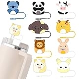 9 Pcs Straw Toppers for Stanley Cup, Silicone Tumbler Straw Covers, Cute Animal Straw Cover Cap Stanley Cup Accessories for Christmas Gifts @ $3.74