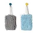 HFLYJPYW 2 Pack Chenille Hand Towel Ball Soft Absorbent Microfiber Hanging Hand Towels Plush Quick-Drying Chenille Ball Hand Towels with Hanging Loops for Bathroom Kitchen (Grey+Blue) @ $4.99
