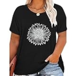 Women Plus Size Daisy T Shirts Cute Graphic Inspirational Shirt Short Sleeve Sunflower Tee Top @ $22.99