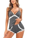 Avidlove Womens Pajama Sets Modal Sleepwear Lace Lingerie Pajama Sets Sexy PJ Set (Grey,L) @ $18.39