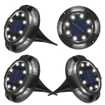 Solar Ground Lights Outdoor 4 Packs 12 LED Disk Lights Solar Powered Waterproof New In-ground Lights for Garden Deck Stair Step Lawn Patio Driveway Walkway Pathway Yard Decoration (White Light @ $12.99