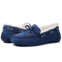 GLOBALWIN Women’s Moccasins Shoes Winter Indoor Outdoor Faux Fur Lined Slippers Navy 6M @ $11.01