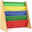 4-Tier Humble Crew Kids Book Rack with Fabric Sling Sleeves (Natural Wood/ Primary) @ $19.00