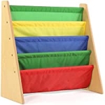 4-Tier Humble Crew Kids Book Rack with Fabric Sling Sleeves (Natural Wood/ Primary) @ $19.00
