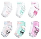 New Balance Baby Girls’ Socks – 6 Pack Cushion Quarter Cut Socks Socks (Infant/Toddler), Size 12-24 Months, White Multi @ $4.99