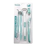 GuruNanda Dental Guru Dental Tools – Complete Dental Care Kit with Toothbrush, Dental Mirror, Tongue Cleaner & Dental Pick – Set of 4 Oral Care and Teeth Cleaner, White @ $1.60
