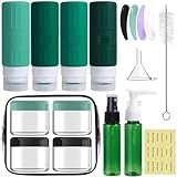 GLAMFIELDS Travel Bottles for Toiletries,TSA Approved 3.3oz Size LeakProof Silicone toiletry Containers for Shampoo, Conditioner,Easy to Squeeze，Portable Travel Essentials for Lotion(18 Pack) Green @ $11.19