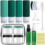 GLAMFIELDS Travel Bottles for Toiletries,TSA Approved 3.3oz Size LeakProof Silicone toiletry Containers for Shampoo, Conditioner,Easy to Squeeze，Portable Travel Essentials for Lotion(18 Pack) Green @ $11.19