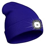 PRAVETTE Unisex Beanie Hat with The Light Gifts for Women Men Dad Father USB Rechargeable Hand-Free 4 LED Headlamp Cap @ $10.79