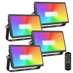 nipify 【4 Packs】 32W RGB Flood Lights Outdoor 300W Equiv @ $18.00