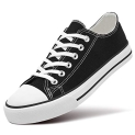 ZGR Womens Canvas Low Top Sneaker Lace-up Classic Casual Shoes (Black US7) @ $15.99