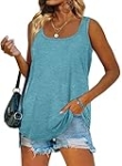 WIHOLL Plus Size Tank Tops for Women Dressy Summer Square Neck Sleeveless Tshirts Airport Outfits Green 2XL @ $7.19