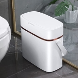 JUDRDO Small Bathroom Trash Can with Lid @ $13.49