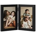 decorUhome Double 4×6 Picture Frame Vertical, Engineered Wood Bifold Photo Frame with Plexiglass for Tabletop Display, Double Picture Frames 4×6 Black @ $2.39