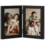 decorUhome Double 4×6 Picture Frame Vertical, Engineered Wood Bifold Photo Frame with Plexiglass for Tabletop Display, Double Picture Frames 4×6 Black @ $2.39