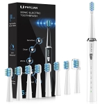 Sonic Electric Toothbrush for Adults – PHYLINA Rechargeable Whitening Toothbrush with 8 Duponts Brush Heads, 5 Modes, 3 Hours Fast Charge for 60 Days, White