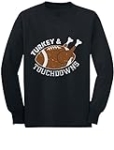 Turkey & Touchdowns Boys Thanksgiving Shirt Kids Football Long Sleeve T-Shirt Small Black @ $7.95