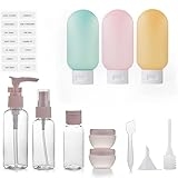 12pack Travel Bottles for Toiletries, TSA Approved Travel Size Toiletries Containers, Travel Bottles Set with Labels Leakproof Squeezable Refillable Airplane Travel Accessories for Shampoo Conditioner