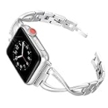 Secbolt Bands Compatible with Apple Watch Band 38mm 40mm 41mm Iwatch SE Series 9/8/7/6/5/4/3/2/1 Women Dressy Jewelry Stainless Steel Accessories Wristband Strap, Silver @ $7.00