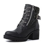 Globalwin Womens Combat Boots Black Ankle Boots For Women Low Heel 8.5M @ $26.28