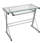 Walker Edison Metal and Glass Work From Home Laptop Computer Gaming Desk with Slide In Keyboard Tray Home Office @ $49.99