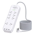Surge Protector Power Strip – 6FT Extension Cord Flat Plug @ $14.49