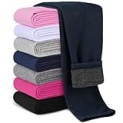 Kiiavoro Girls Fleece Lined Leggings Cotton Kids Winter Warm Leggings Thick Thermal Tights Pants 1 Pack, Denim Navy Blue 8-10Y