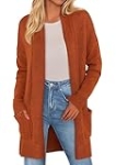 PRETTYGARDEN Women’s Open Front Cardigan Long Sleeve Cozy Knit Sweaters Winter Fall Clothes 2025 Outerwear Coats(Orange,Large)