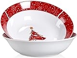 VEWEET Christmas Bowl Set, 2-Piece Large Salad Bowls, 9 Inch/39 OZ Soup Bowl, Christmas Tree Series, Christmas Dinner Set @ $10.99