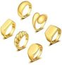 FUNEIA 6Pcs Thick Dome Chunky Rings for Women Men 18K Gold Plated Round Signet Rings Braided Twisted Signet Statement Ring Size 5-9 @ $3.49