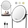 FASCINATE 10X Lighted Makeup Mirror with Storage, Rechargeable Magnifying Mirror with Lights 8