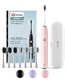 Pink Electric Toothbrush, USB Rechargeable Sonic Toothbrush w 180 Days Battery Life, Electronic Toothbrush for Adults &Teen with Braces, 5 Modes, Timer, 8 Electrical Brush Heads, for Girls and Women @ $11.33 ($11.33 / Count)