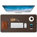 RILIHO Genuine Leather Desk Pad Protector – Waterproof Desk Mats on Top of Desks Premium Office Desk Mat Non Slip Split Leather Desk Blotter Luxury Writing Pad for Office and Home Brown 31.5
