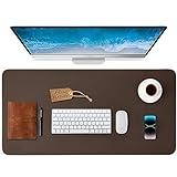 RILIHO Genuine Leather Desk Pad Protector – Waterproof Desk Mats on Top of Desks Premium Office Desk Mat Non Slip Split Leather Desk Blotter Luxury Writing Pad for Office and Home Brown 31.5