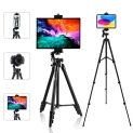 Tablet Tripod 53 inch iPad Tripod Aluminum Smartphone Tripod for iPhone iPad Pro Camera Mobile Phone Lightweight Travel Selfie Stand Tripod Black @ $15.75