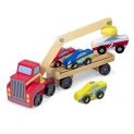 Melissa & Doug Magnetic Car Loader Wooden Toy Set With 4 Cars and 1 Semi-Trailer Truck – Crane Wooden Toy @ $14.99