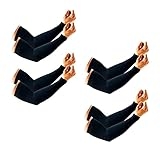 PFFY 4 Pairs UV Protection Cooling Arm Sleeves for Men and Women UPF 50 Sun Sleeve Black